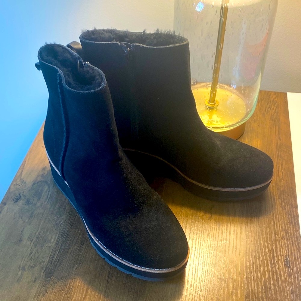 Elegant Black Platform Suede Boots with built in Orthotics